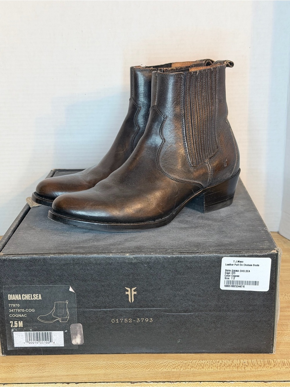Frye Dark Brown Leather Chelsea Ankle Boots